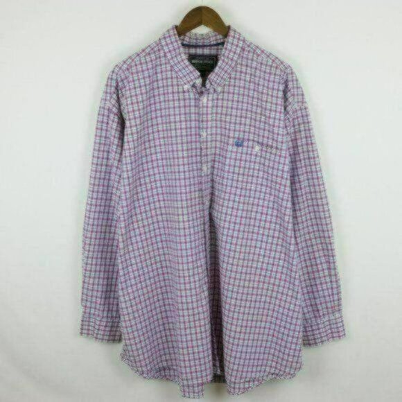 Panhandle Slim Roughstock Men's XXL Purple Blue Cotton Plaid Long Sleeve Shirt - Picture 1 of 8